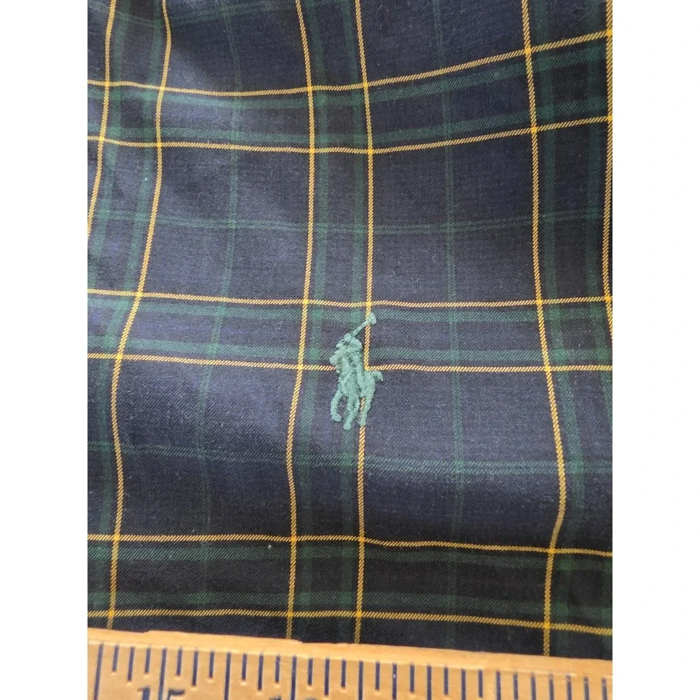 Vintage Ralph Lauren Classic Fit Men M Navy Green Yellow Plaid Button Down Shirt